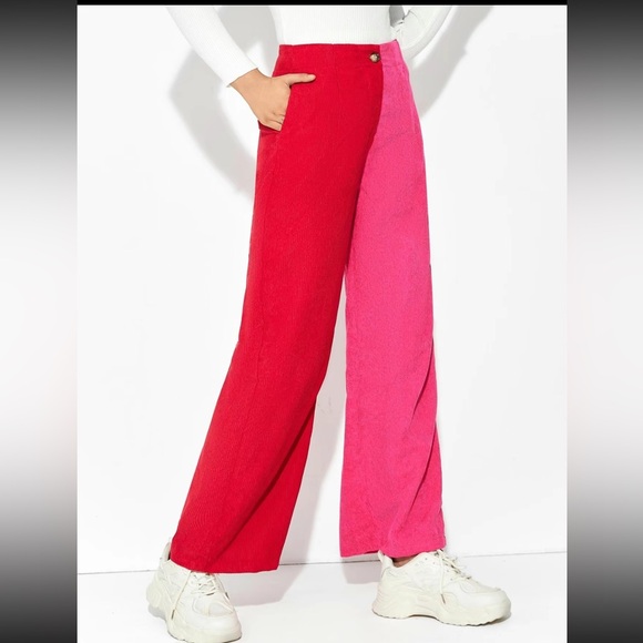 ❣️🩷 NWOT - corduroy two tone wide leg pants - Picture 3 of 5